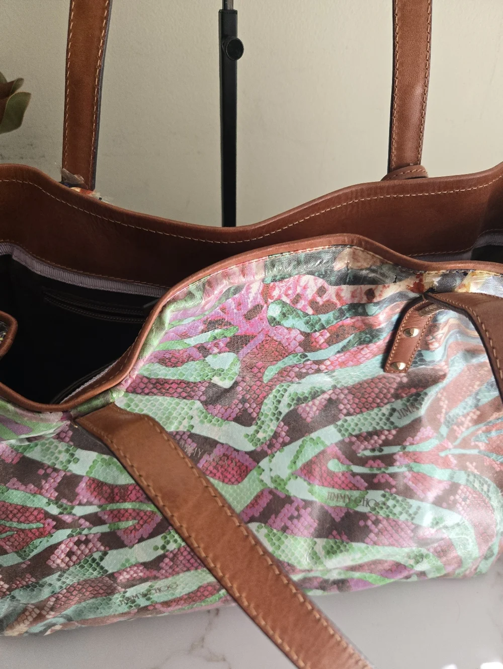 GUC Jimmy Choo Large Animal Print Tote Bag - Picture 6 of 16